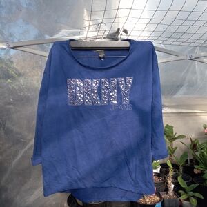 DKNY Navy Graphic Long Sleeve Shirt